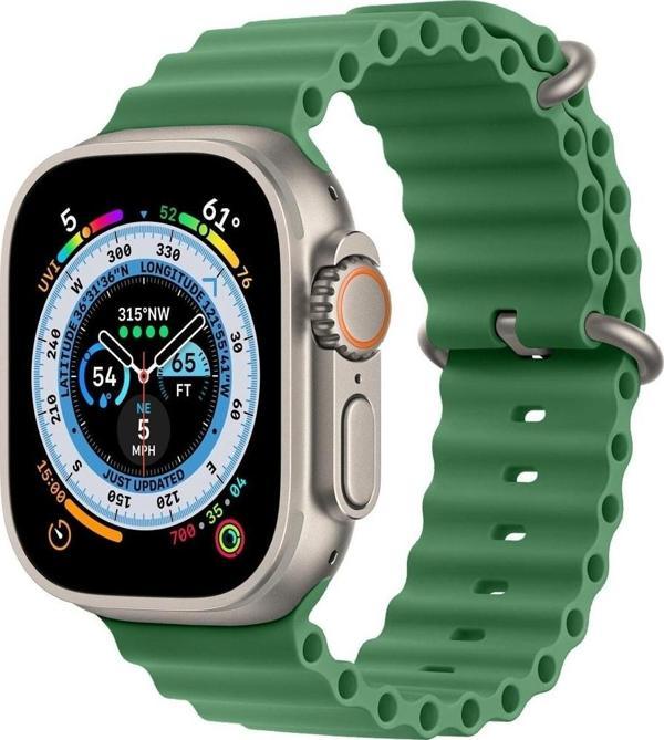 Coverzone Watch 7 Ile Uyumlu Okyanus Quintessential 41 Mm Kabartmalı Metal Tokalı Kordon Yeşil - Image 1