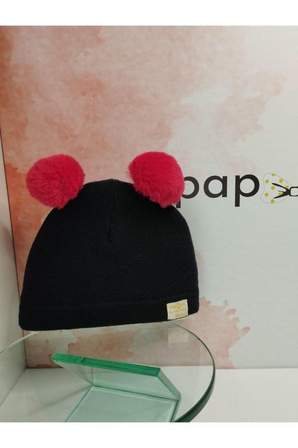 Papyonbaby0 Ponponlu Bebek Bere - Siyah - Organik & El Yapımı - Image 1