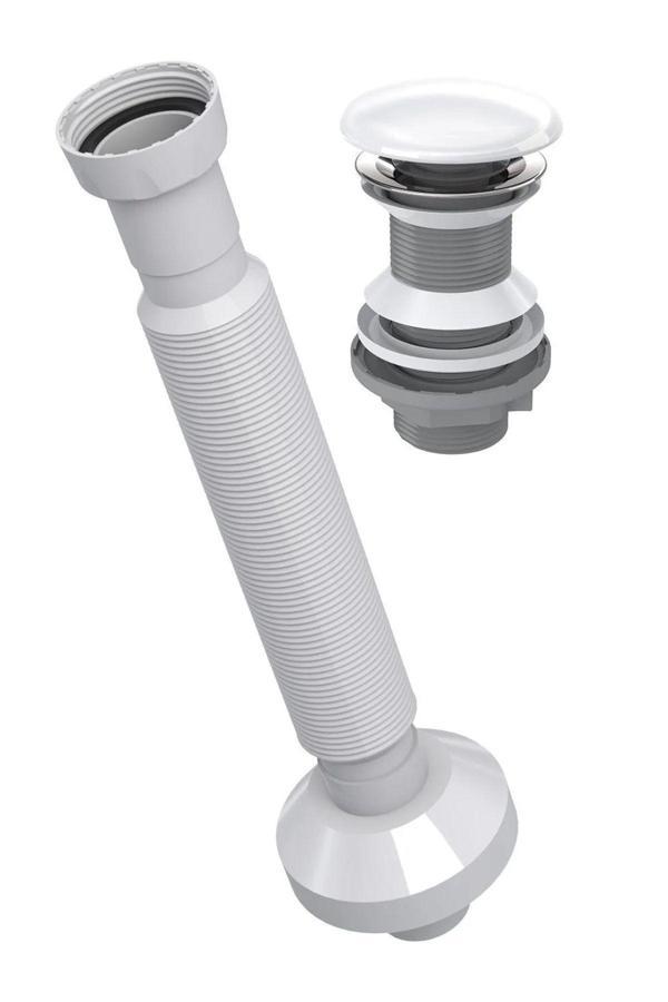 Yapıtaşı Yt650 Seramik Başlıklı Taşmasız Bas Aç Lavabo Gider Sifonu Beyaz - Image 1