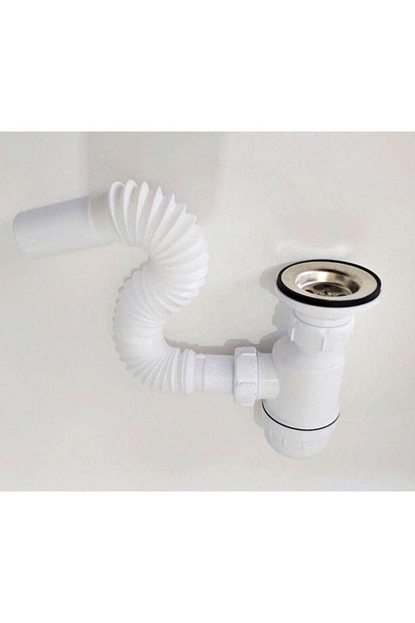 Yapıtaşı Yt53 Taslı Körüklü Lavabo Evye Gider Sifonu Beyaz - Image 1