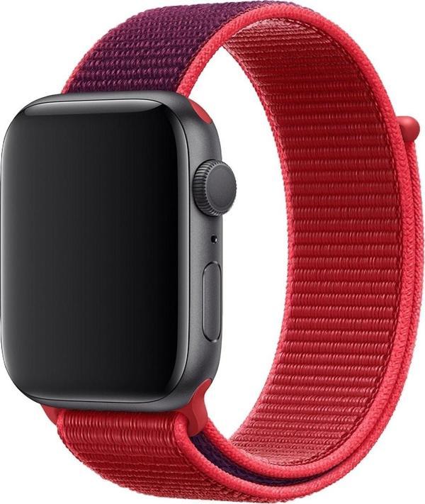 Coverzone Watch Uyumlu 44mm Uyumlu Kayış Spor Loop Kordon Karmen Kırmızı - Image 1