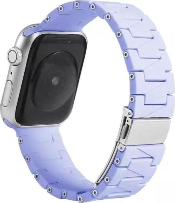 Coverzone Watch 3 Ile Uyumlu Metal Görünümlü Çapraz Silikon Kayış 42-44mm Dalliance Kordon Lila - Image 1