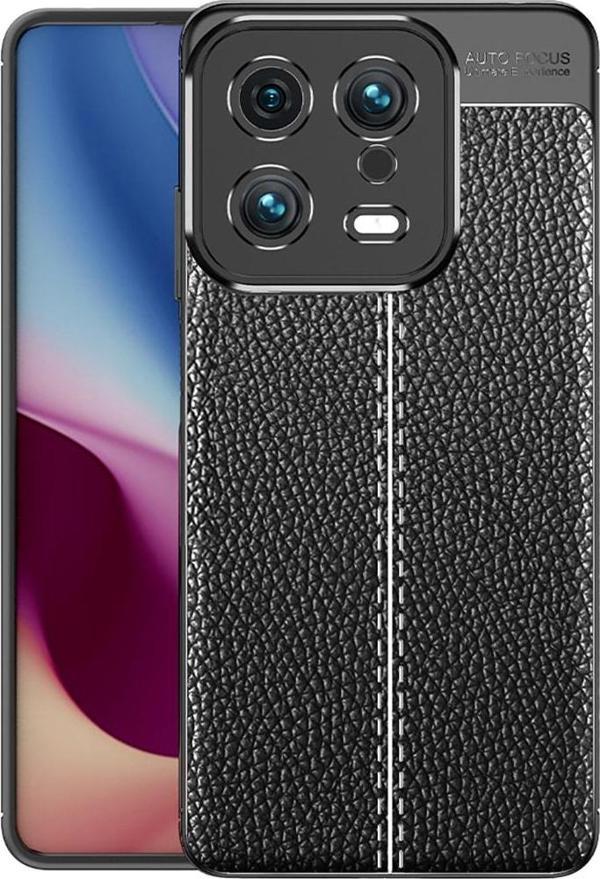 Coverzone Xiaomi 13 Ile Uyumlu Silikon Kılıf Niss Silikon Deri Görünümlü Ultra Slim Fit Kılıf Siyah - Image 1
