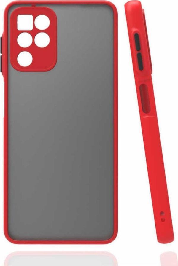 Coverzone Galaxy M32 Ile Uyumlu Kılıf Lastik Desen Kenar Kamera Korumalı Arkası Şeffaf Halx Kırmızı - Image 1