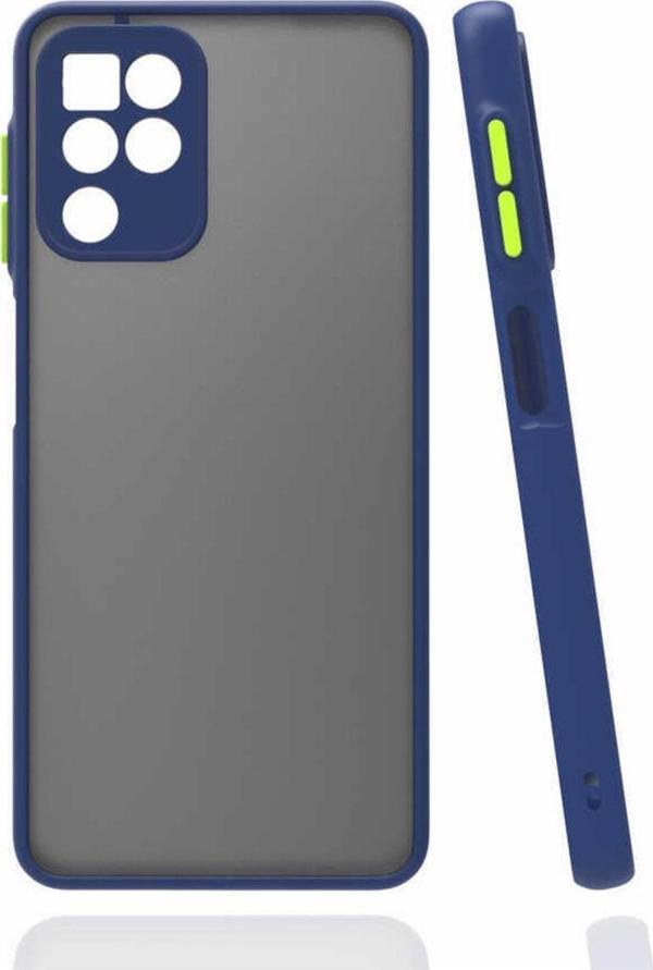 Coverzone Galaxy M32 Ile Uyumlu Kılıf Lastik Desen Kenar Kamera Korumalı Arkası Şeffaf Halx Lacivert - Image 1