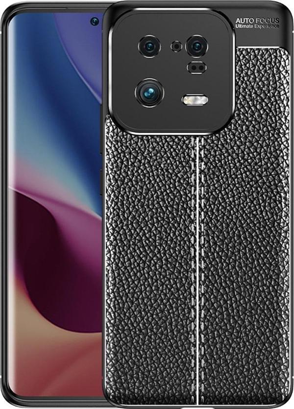 Coverzone Xiaomi 13 Pro Ile Uyumlu Silikon Kılıf Niss Silikon Deri Görünümlü Ultra Slim Fit Kılıf Siyah - Image 1