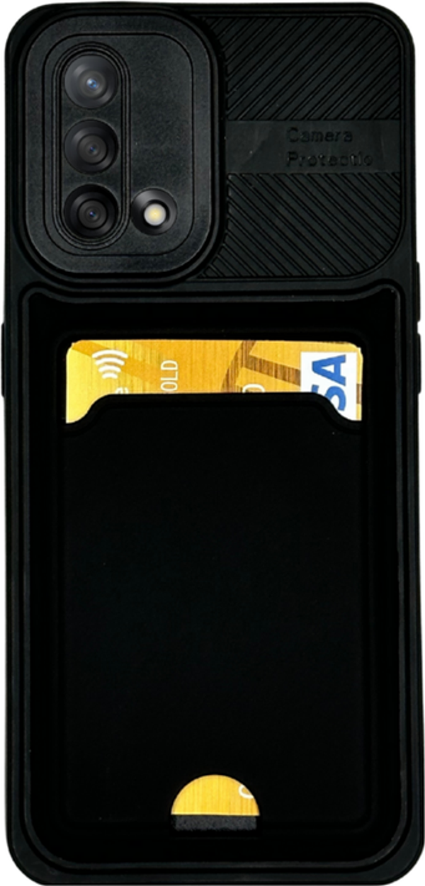 OPPO A74 KARTLIKLI SİLİKON KILIF SİYAH - Image 1