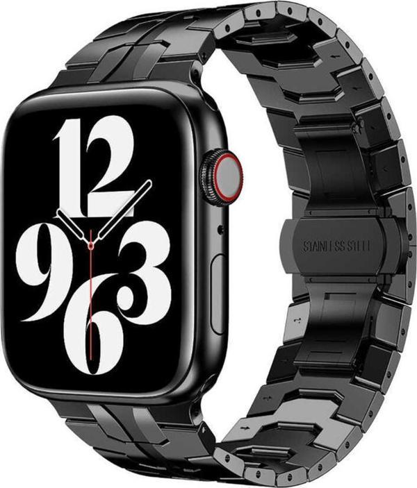 Coverzone Apple Watch 3 42mm Ile Uyumlu Mahrez Metal Kordon Siyah - Image 1