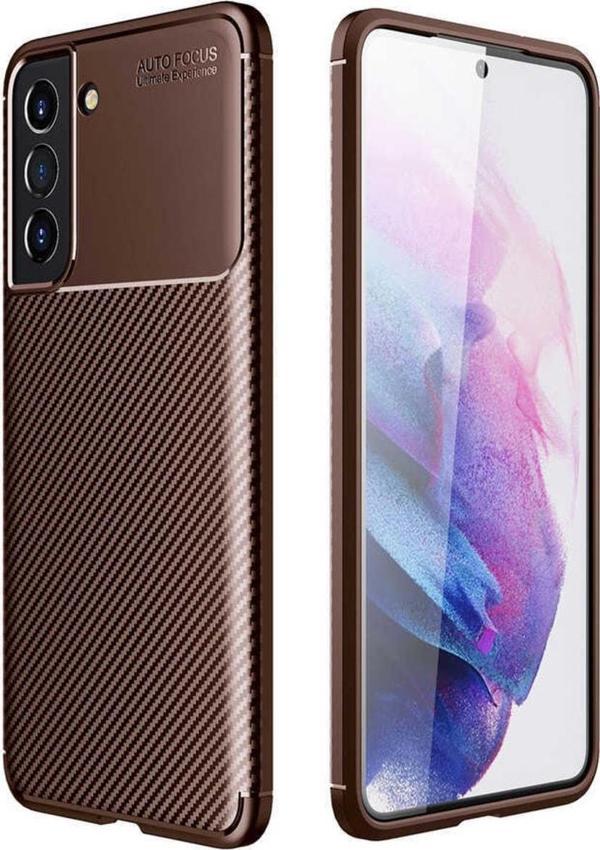 Coverzone Galaxy S21 Fe Ile Uyumlu Kılıf Karbon Delüx Tpu Silikon Kahverengi - Image 1