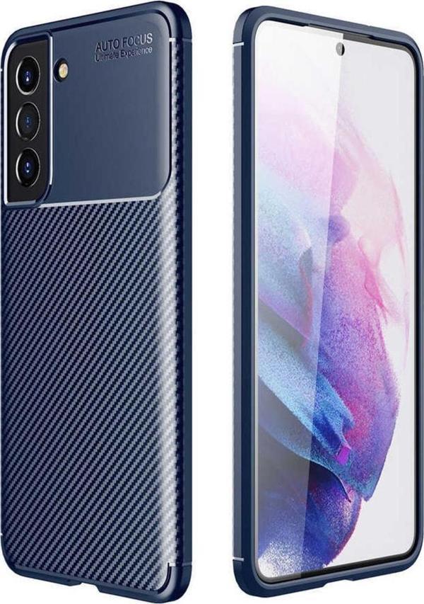 Coverzone Galaxy S21 Fe Ile Uyumlu Kılıf Karbon Delüx Tpu Silikon Lacivert - Image 1