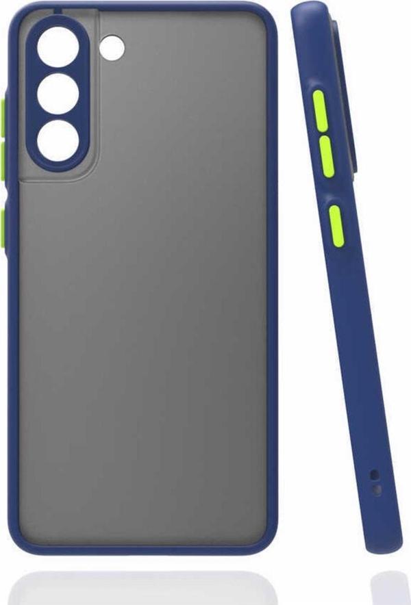 Coverzone Galaxy S21 Fe Ile Uyumlu Kılıf Lastik Desen Kenar Kamera Korumalı Arkası Şeffaf Halx Lacivert - Image 1