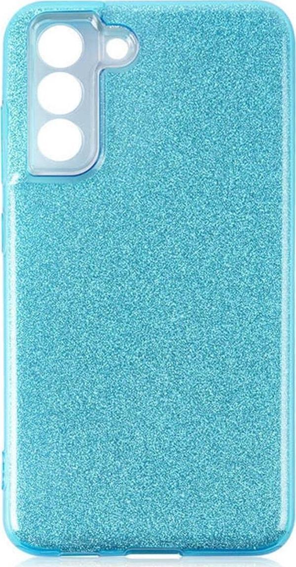 Coverzone Galaxy S21 Fe Ile Uyumlu Kılıf Simli Parlak Çift Katmanlı Shining Silikon Mavi - Image 1