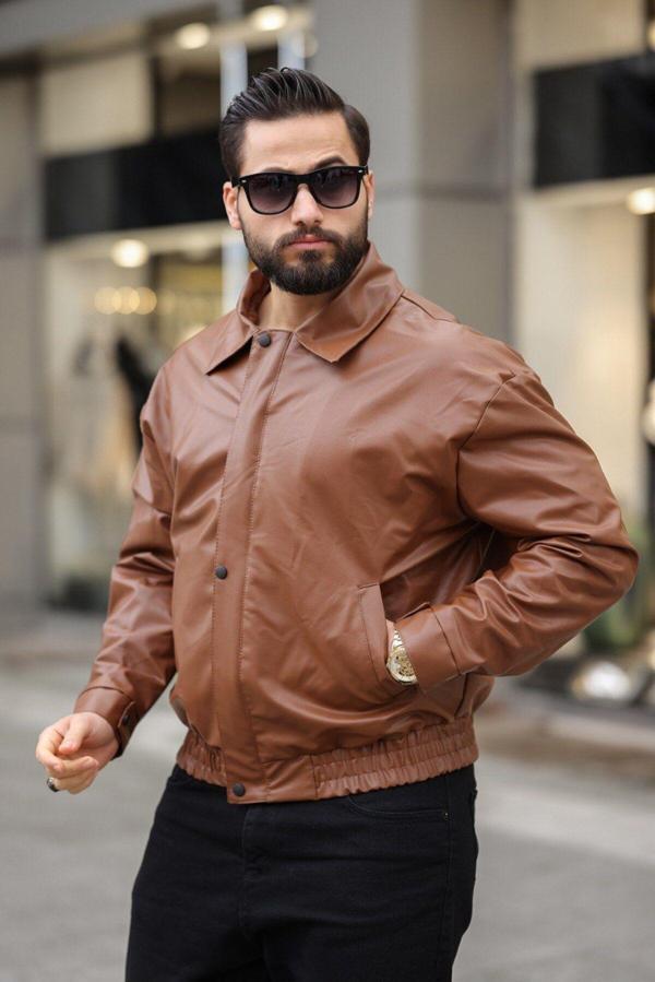 Basel.Co Erkek Vintage Oversize/Salaş Bomber Deri Ceket - Image 1