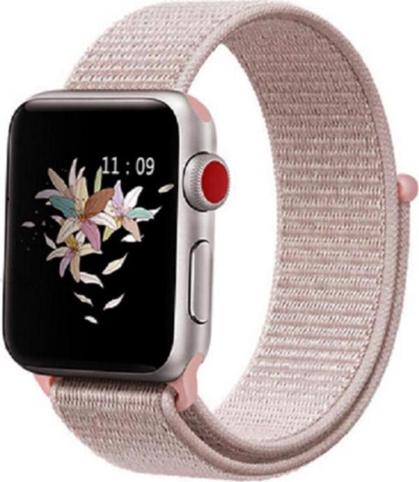 Coverzone Apple Watch 38-40 mm Bilekli  Rosegold Fabric Kumaş Kayış Kordon - Image 1