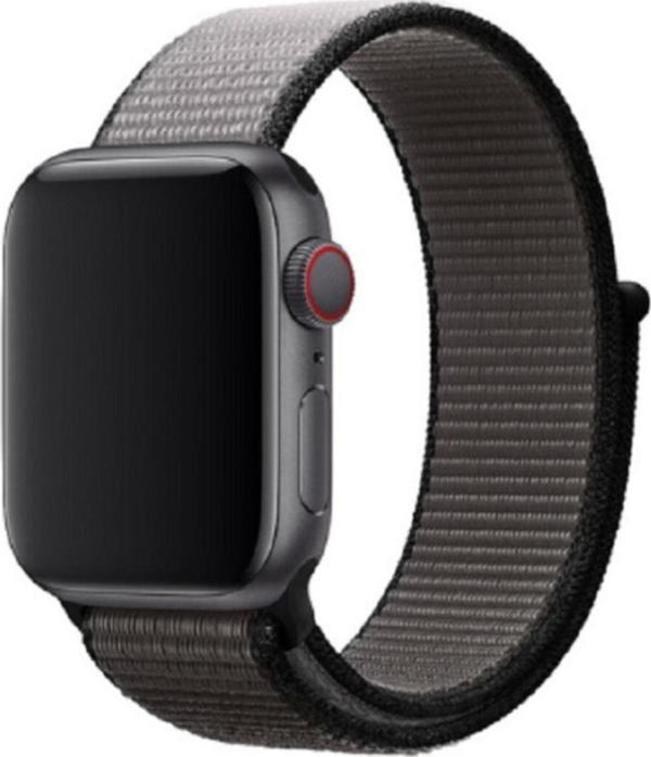Coverzone Apple Watch 38-40mm Bilekli Kumaş Kayış Kordon Siyah-gri Fabric K4 - Image 1