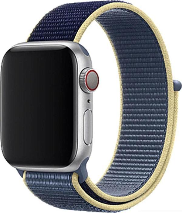 Coverzone Apple Watch 38mm Bilekli Kumaş Kayış Kordon Alaskan Blue - Image 1