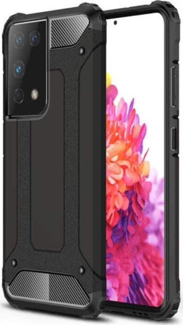 Coverzone Galaxy S21 Ultra Kılıf Shockproof Slikon Zırh Siyah - Image 1