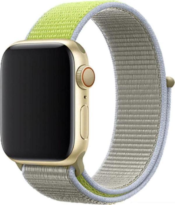Coverzone Apple Watch 38mm Bilekli Kumaş Kayış Kordon Yeşil Gri - Image 1