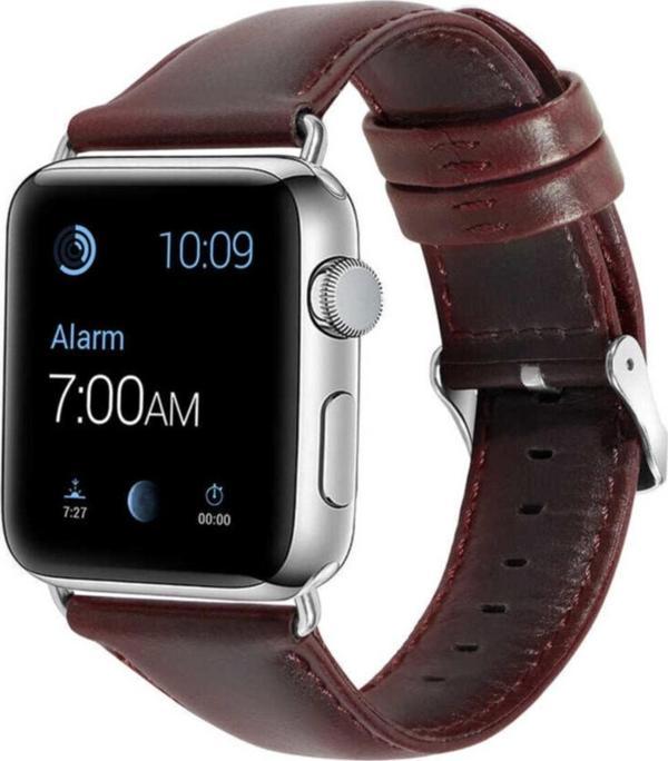 Coverzone Apple Watch 38mm Deri Kordon Bordo - Image 1