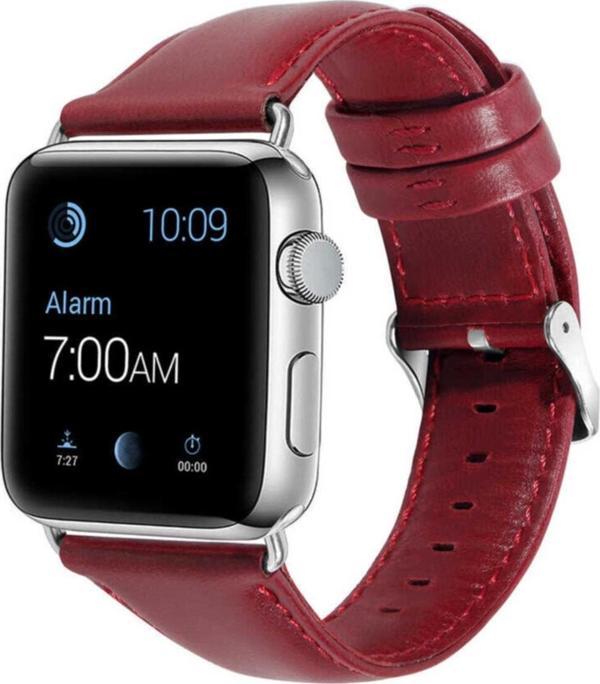 Coverzone Apple Watch 38mm Deri Kordon Kırmızı - Image 1