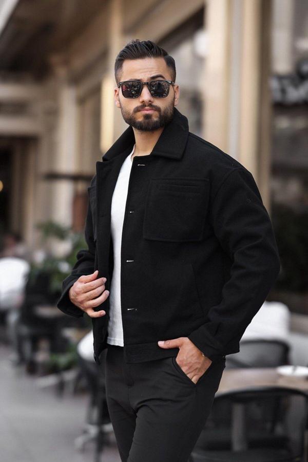 Basel.Co Cep Detaylı Rahat Kalıp Kalın Kaşe Ceket - Image 1
