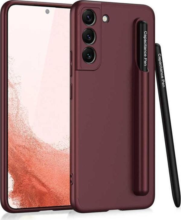 Coverzone Galaxy S22 Ile Uyumlu Kılıf Kamera Korumalı Kalem Bölmeli + Kalem Hediyeli Fetching Kapak Mürdüm - Image 1