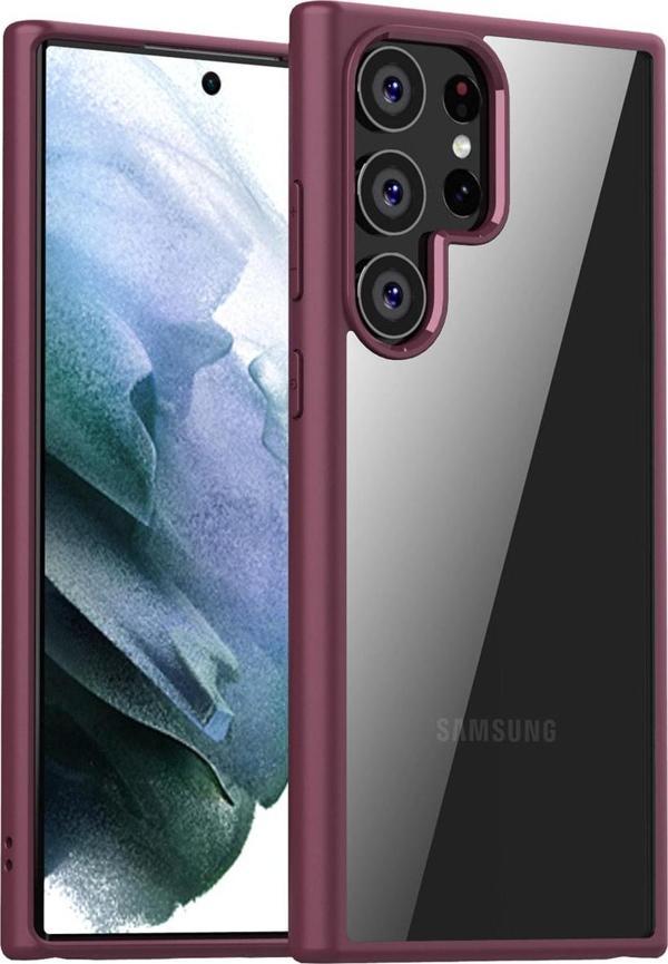 Coverzone Galaxy S23 Ile Uyumlu Kılıf Kenar Renkli Arkası Şeffaf Kamera Koruma Impact Protectıon Kılıf Plum - Image 1