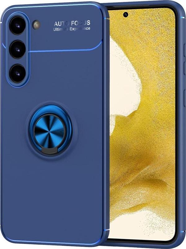 Coverzone Galaxy S23 Ile Uyumlu Kılıf Yüzük Tutuculu Mıktanıslı,standlı Novel Silikon Mavi - Image 1