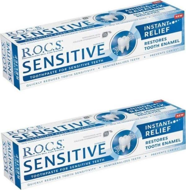 R.O.C.S. Sensitive Instant Relief Hassasiyete Karşı Diş Macunu (Florürsüz) 75Ml (2Li) - Image 1