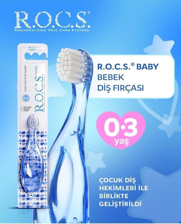 R.O.C.S. Baby 0-3 Yaş Bebek Diş Fırçası - Mavi - Image 1