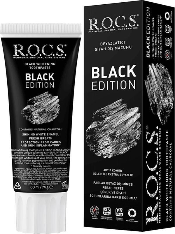 R.O.C.S. Black Edition Charcoal Diş Macunu 60 Ml (Sls,Paraben Içermez) - Image 1