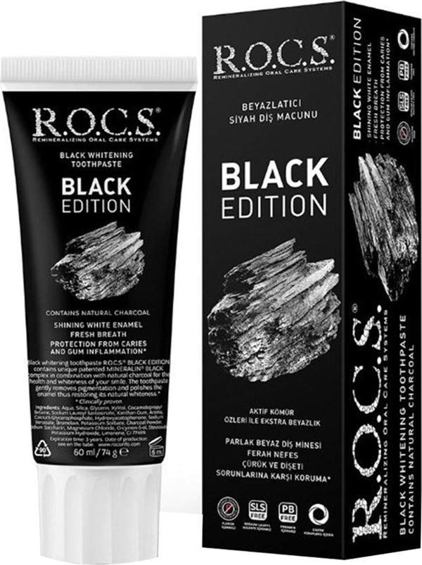 R.O.C.S. Black Edition Beyazlatıcı Diş Macunu 60 Ml Beyazlatıcı Etkili Siyah Diş Macunu Dolunaytcrt1750 - Image 1