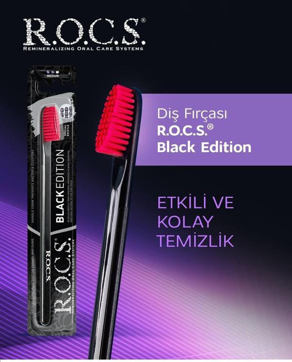 R.O.C.S. Black Edıtıon Beyazlatıcı Diş Fırçası - Kırmızı Kıl - Image 1