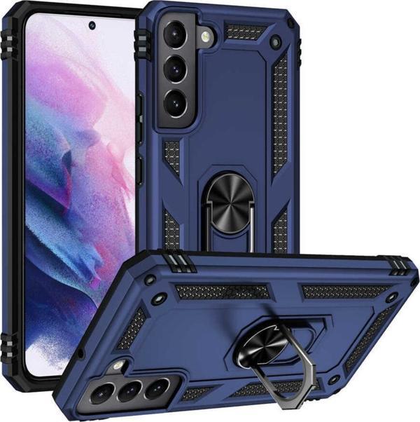 Coverzone Galaxy S22 Ile Uyumlu Kılıf Shockprof Yüzük Tutuculu Vega Mavi - Image 1