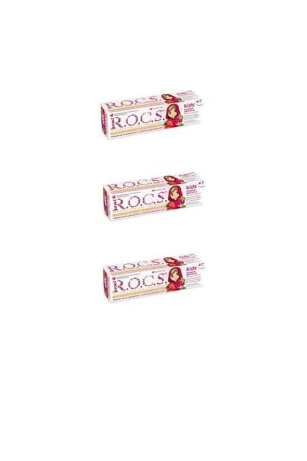 R.O.C.S. Kids 4-7 Yaş Çocuk Diş Macunu Yaz Esintisi Ahududu Çilek Tadı 35Ml X 3 Adet - Image 1