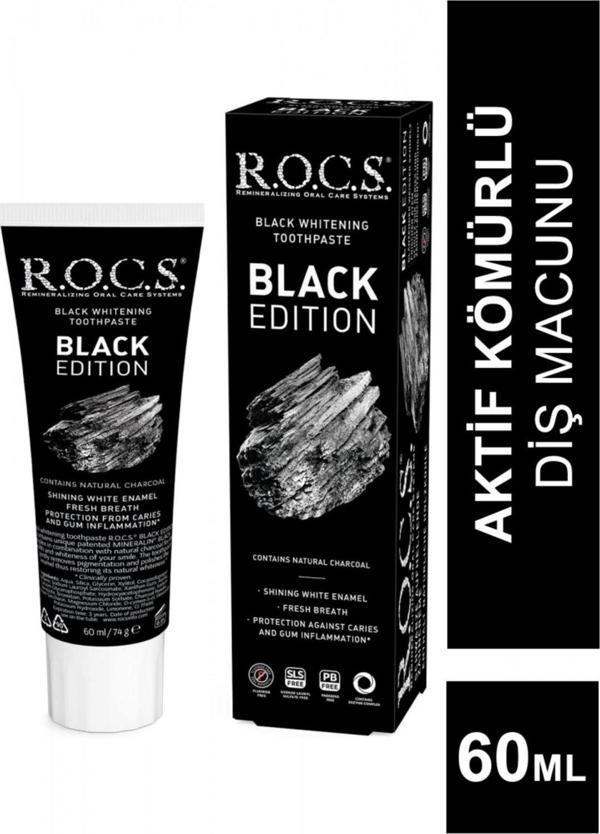 R.O.C.S. Black Edition Aktif Kömür Özleri İçeren Beyazlatıcı Siyah Diş Macunu 60 Ml - Image 1