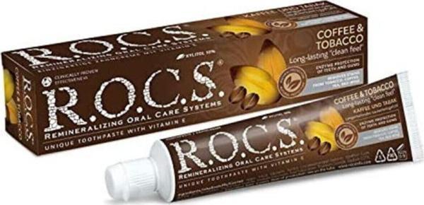 R.O.C.S. Coffee & Tobacco E Vitaminli Lekelere Karşı Diş Macunu (1 X 74 G) - Image 1