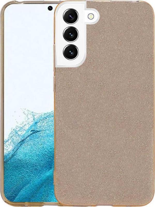 Coverzone Galaxy S22 Ile Uyumlu Kılıf Simli Parlak Çift Katmanlı Shining Silikon Gold - Image 1