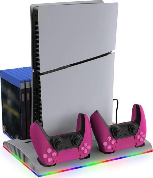 Hepu TP5-3570 PS5 Soğutucu Şarj Standı | DualSense Şarj RGB Işık 3 Fan Hızlı Dock İstasyonu - Image 1