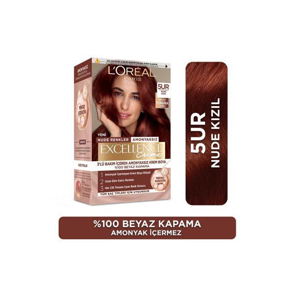 L’Oréal Paris Excellence Creme Nude Renkler Saç Boyası – 5UR Nude Kızıl - Image 1