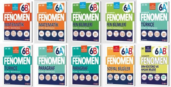 Fenomen Okul 2026 6. Sınıf Matematik + Türkçe + Fen + Paragraf + Sosyal + Din A + B Soru Seti 12 Kitap Güncel Müfredat - Image 1
