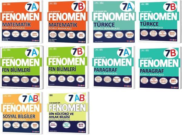 Fenomen Okul 2026 7. Sınıf Matematik + Türkçe + Fen + Paragraf + Sosyal + Din A + B Soru Seti 12 Kitap - Image 1