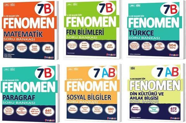 Fenomen Okul 2026 7. Sınıf Matematik + Türkçe + Fen + Paragraf + Sosyal + Din B Soru Seti 6 Kitap - Image 1
