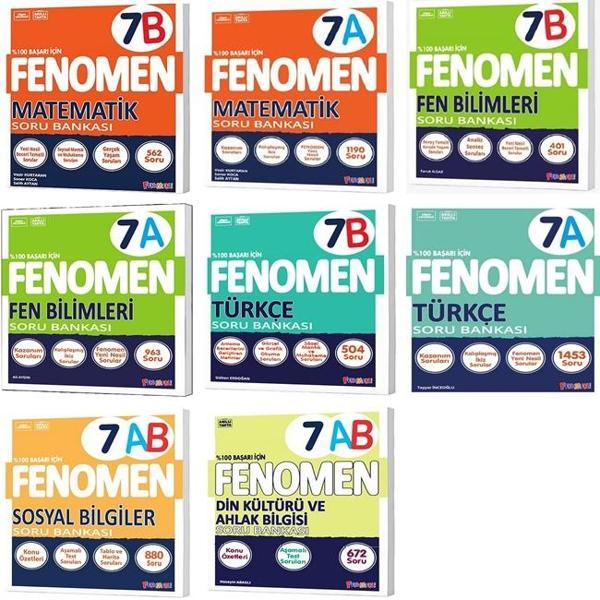 Fenomen Okul 2026 7. Sınıf Matematik + Türkçe + Fen + Sosyal + Din A + B Soru Seti 8 Kitap - Image 1
