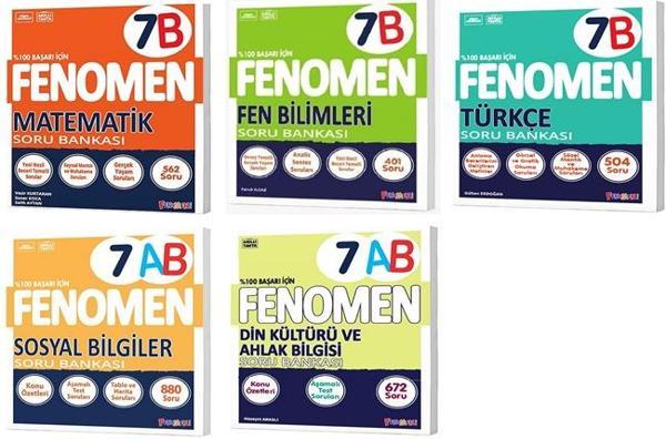 Fenomen Okul 2026 7. Sınıf Matematik + Türkçe + Fen + Sosyal + Din B Soru Seti 5 Kitap - Image 1