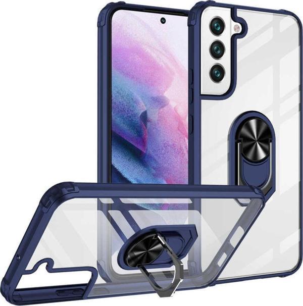 Coverzone Galaxy S22 Ile Uyumlu Kılıf Yüzük Tutuculu Standlı Freez Lacivert - Image 1