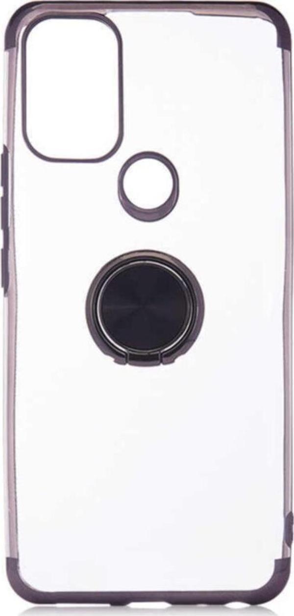 Coverzone General Mobile 21 Pro Kılıf Dört Köşeli Yüzük Tutuculu Şeffaf Silikon Reverse Siyah Uyumlu - Image 1