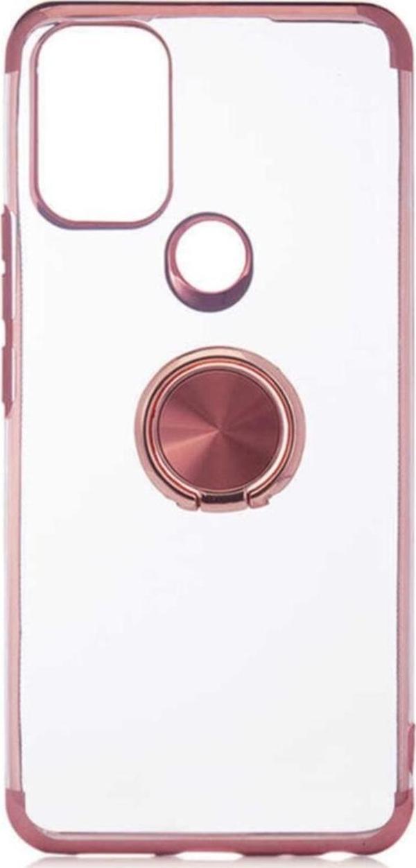 Coverzone General Mobile 21 Pro Uyumlu Kılıf Dört Köşeli Yüzük Tutuculu Şeffaf Silikon Reverse Rosegold - Image 1