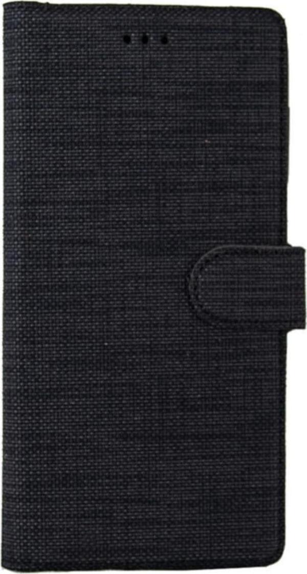 Coverzone General Mobile Gm 21 Plus Standlı  Uyumlu  Kartvizitli Ve Para Gözlü Kumaş Desen Siyah - Image 1