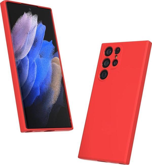 Coverzone Galaxy S23 Ultra Ile Uyumlu Kılıf Kadife Iç Yüzey Silikon Z-mara Lansman Vieri Kılıf Kırmızı - Image 1